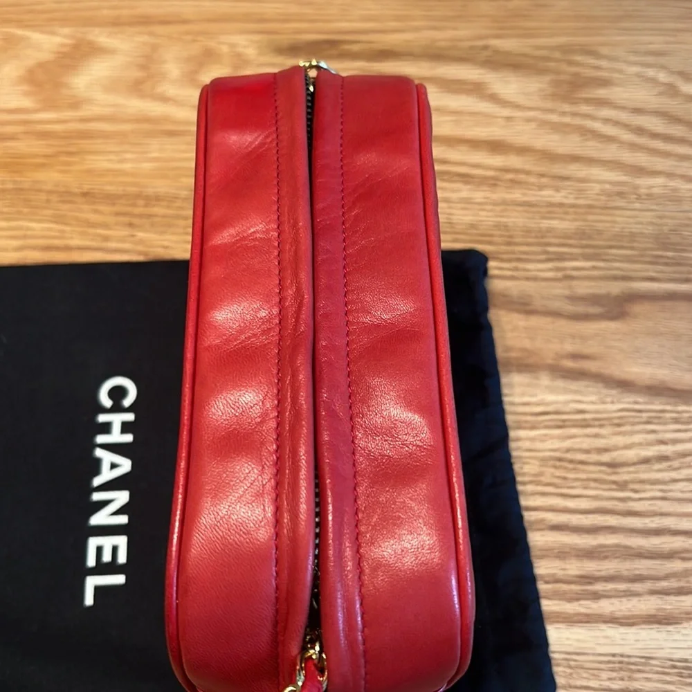 CHANEL Vintage Red Leather Crossbody Bag | Karl Lagerfeld 1989–1991 | Authentic